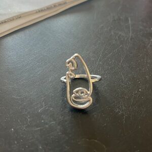 Silver Abstract Face Ring